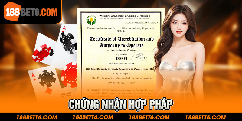 188Bet- Chứng nhận hoạt động hợp pháp 