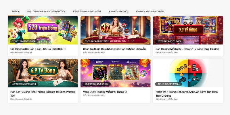 Nhận ngay khuyến mãi hấp dẫn tại Casino 188BET